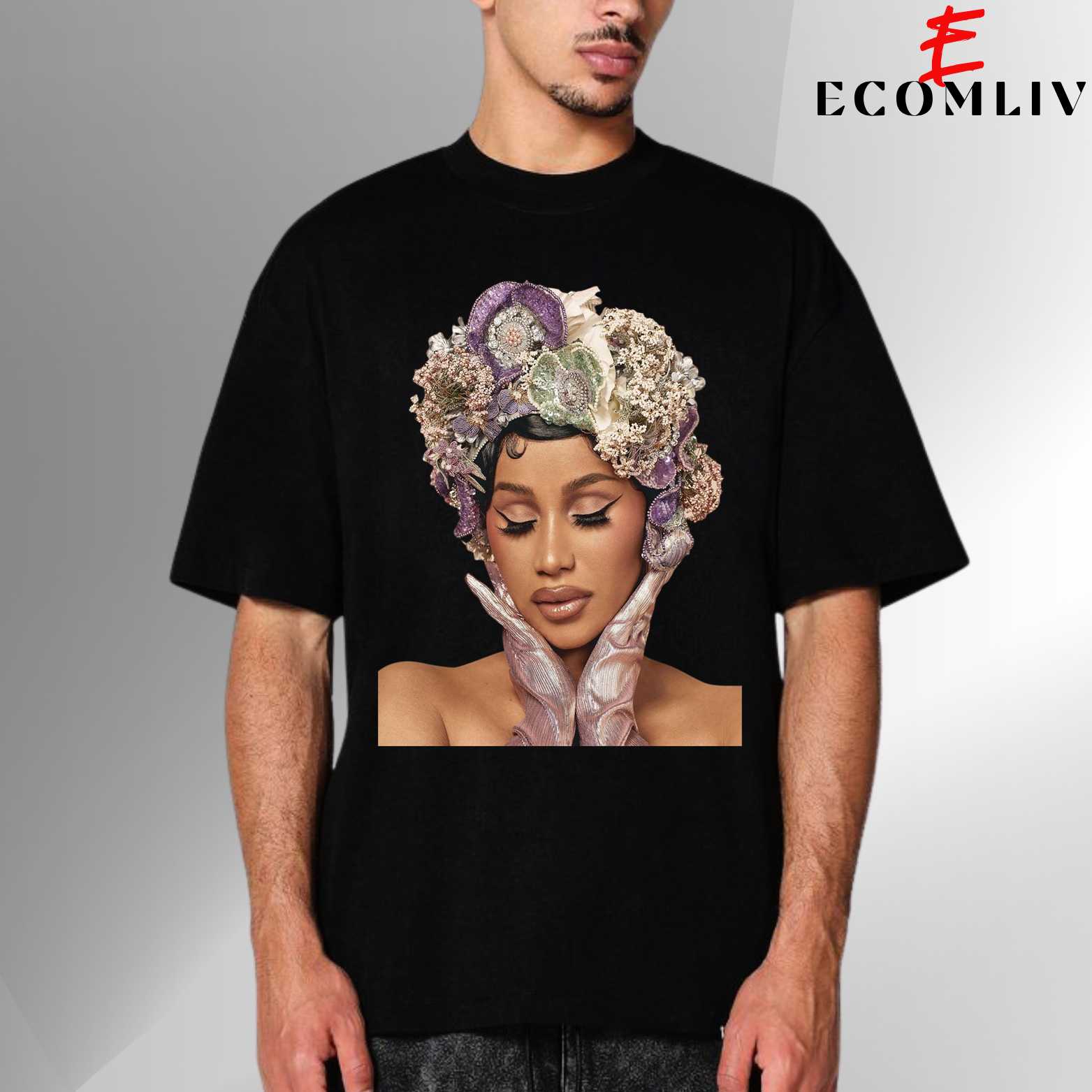 Cardi B Rapper Face Tee, Unisex Streetwear